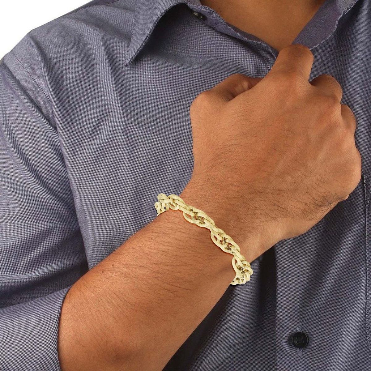 Italian 3D Links 18K Gold Stainless Steel Bracelet For Men