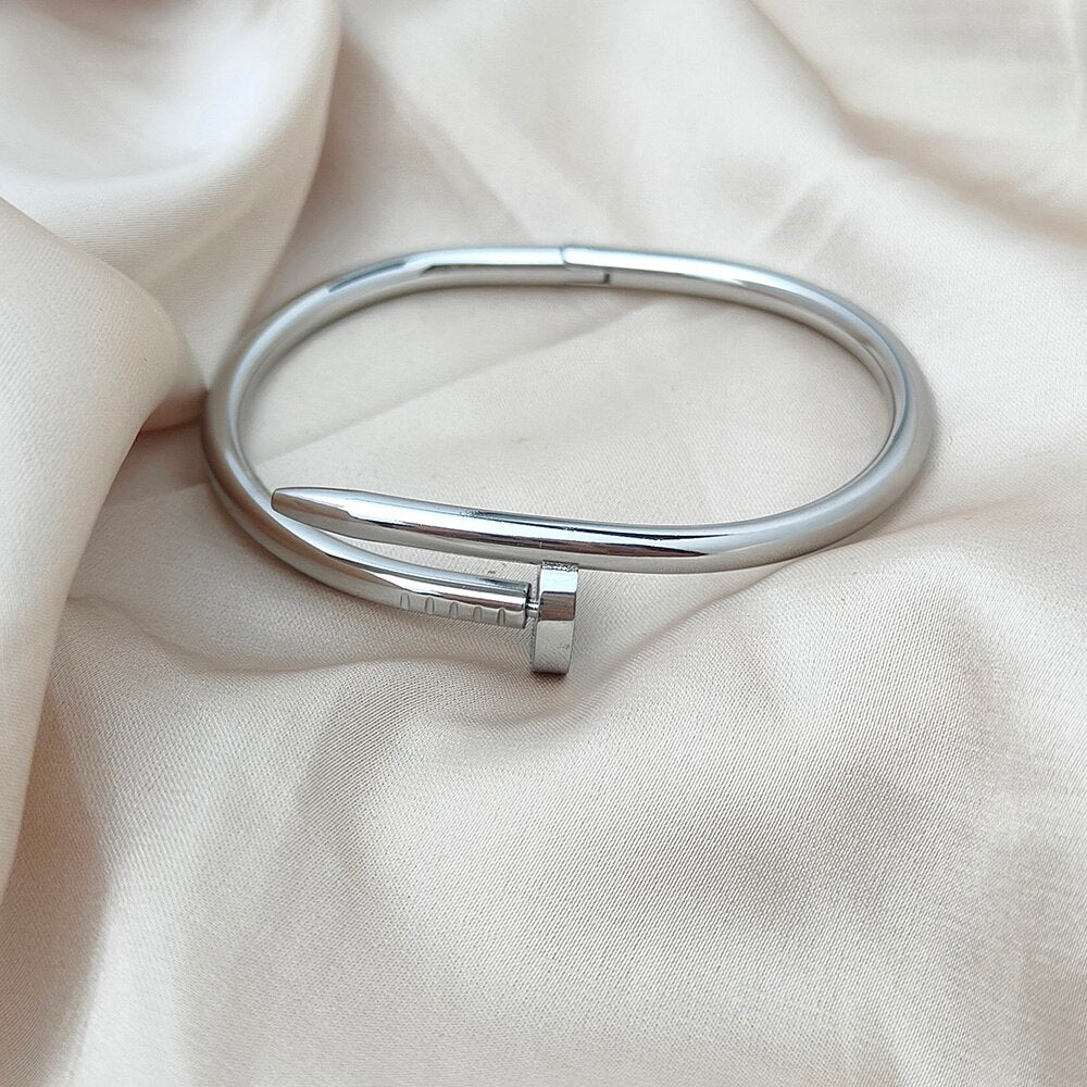 Nail Gothic Silver Stainless Steel Bangle Bracelet For Men Bulk
