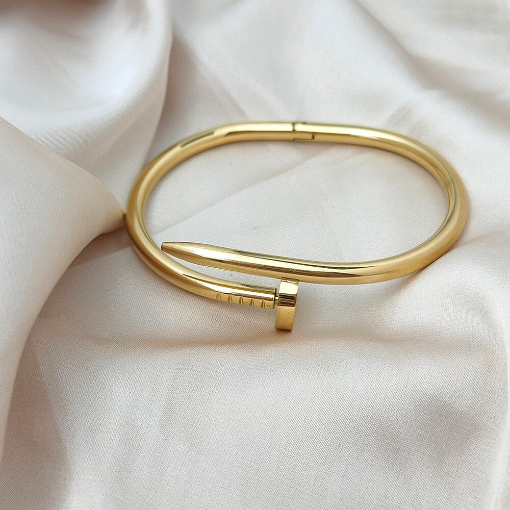 Nail Gothic Stainless Steel Gold Cuff Kada Bangle Bracelet Men Bulk Main image