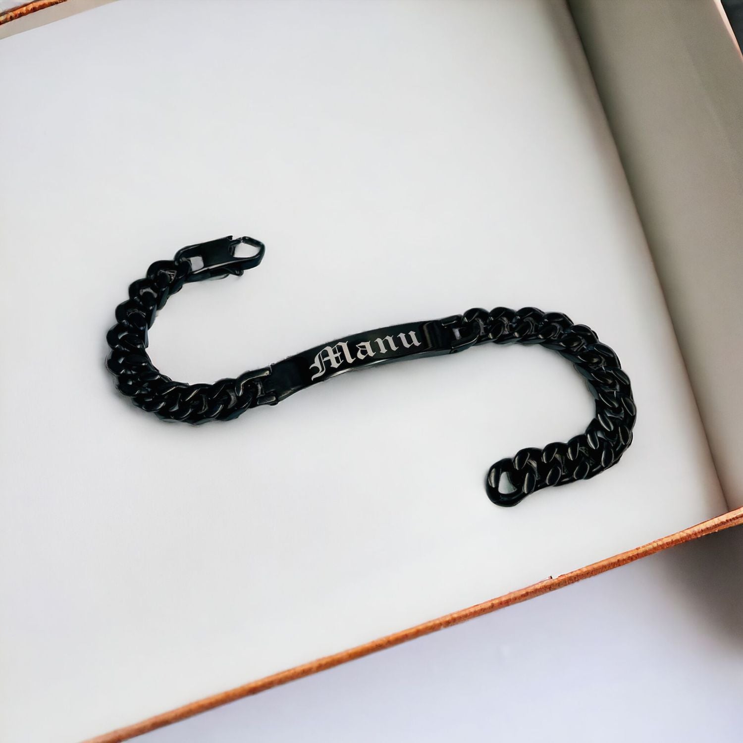 Engrave Letter Name Stainless Steel Chain Id Bracelet For Men Bulk