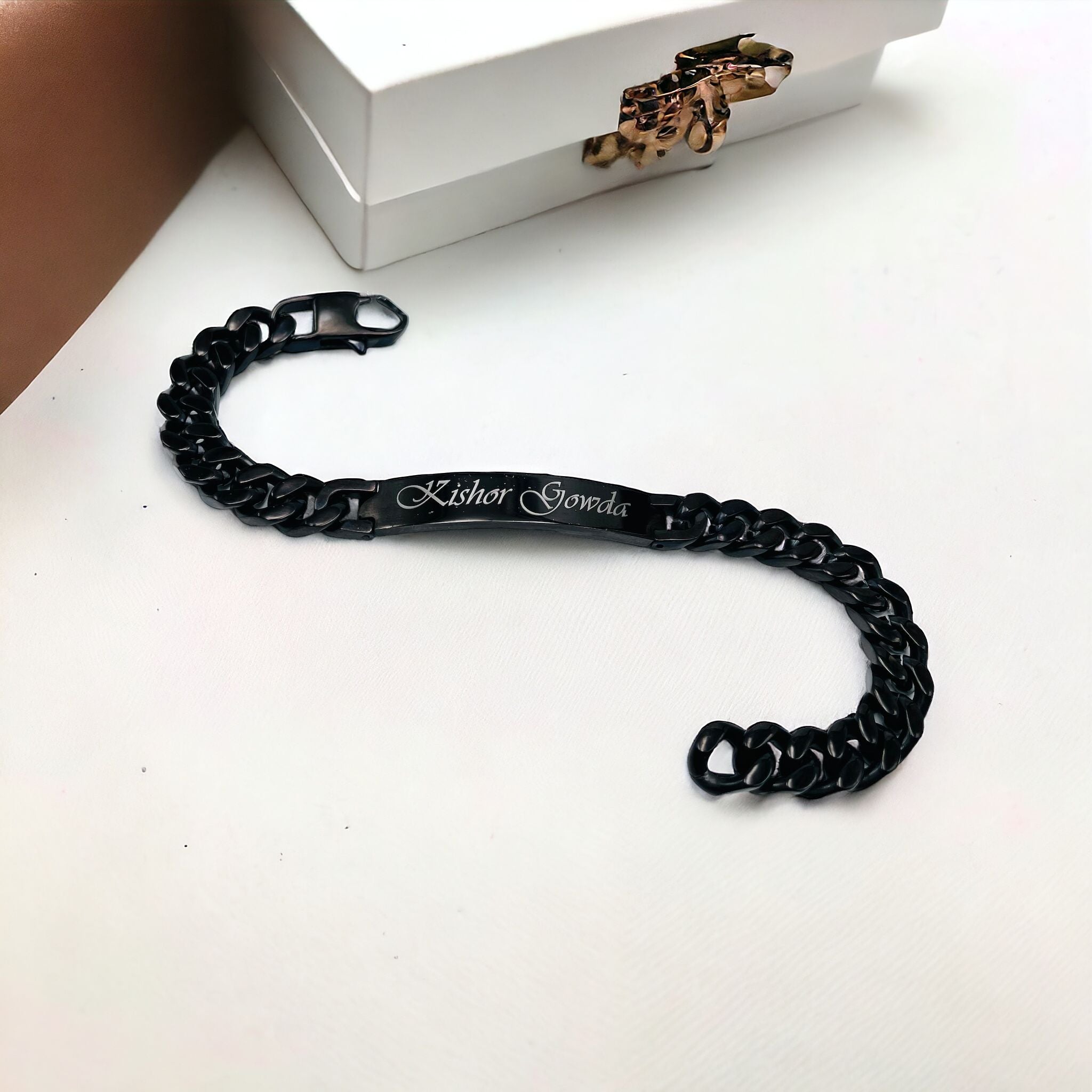 Engrave Letter Name Stainless Steel Chain Id Bracelet For Men Bulk