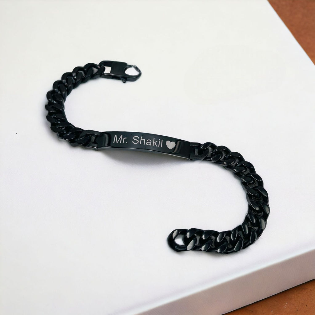 Engrave Letter Name Stainless Steel Chain Id Bracelet For Men Bulk