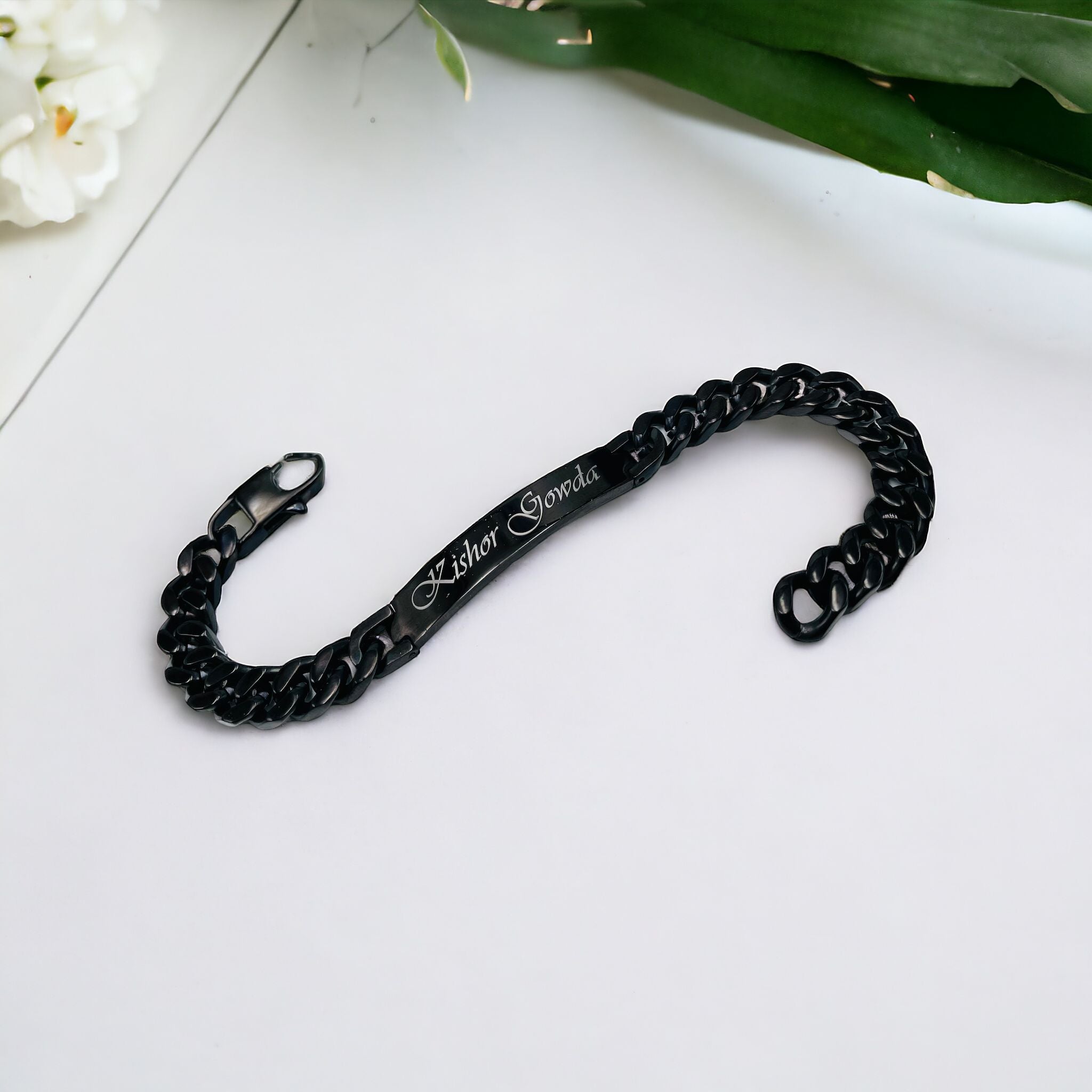 Engrave Letter Name Stainless Steel Chain Id Bracelet For Men Bulk