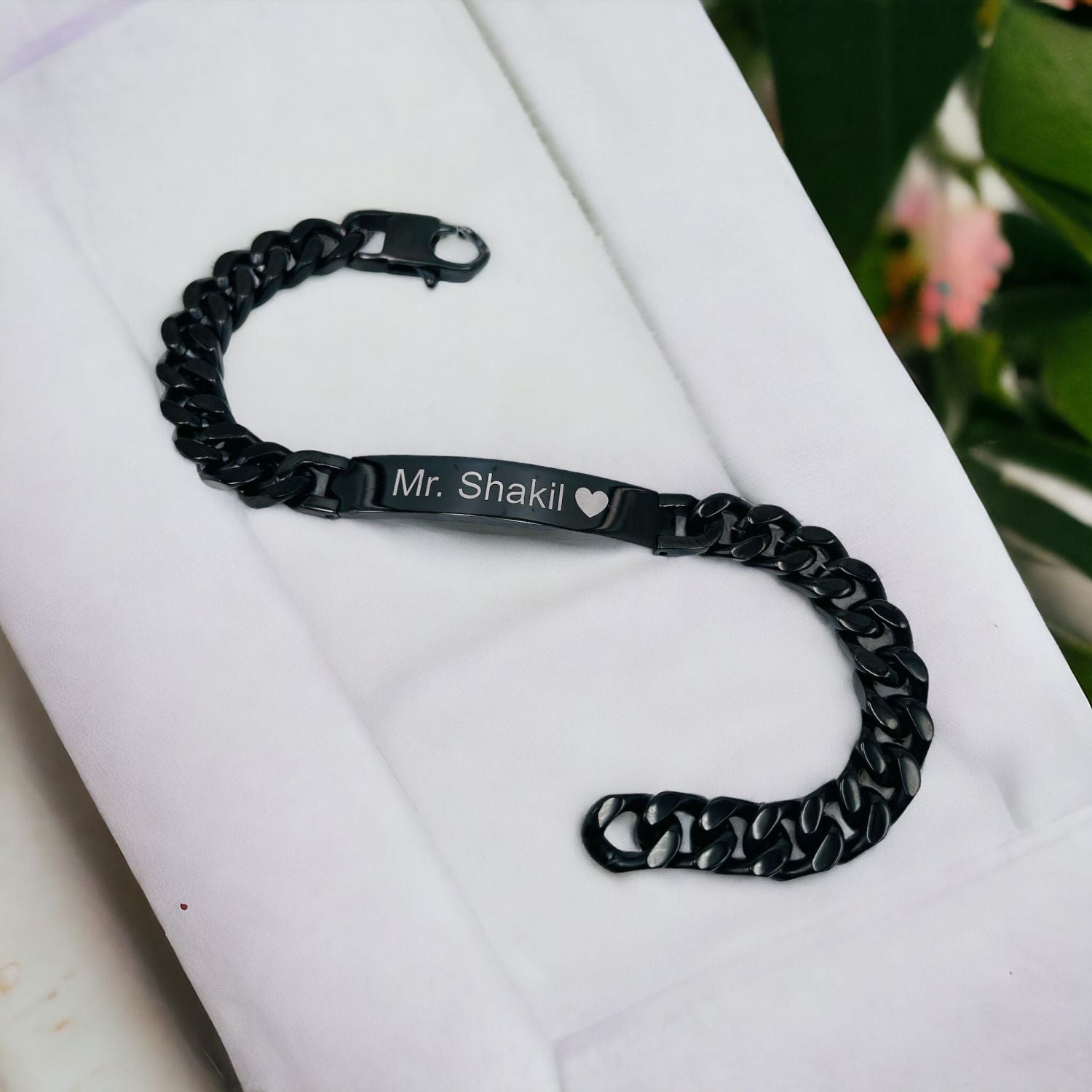 Engrave Letter Name Stainless Steel Chain Id Bracelet For Men Bulk