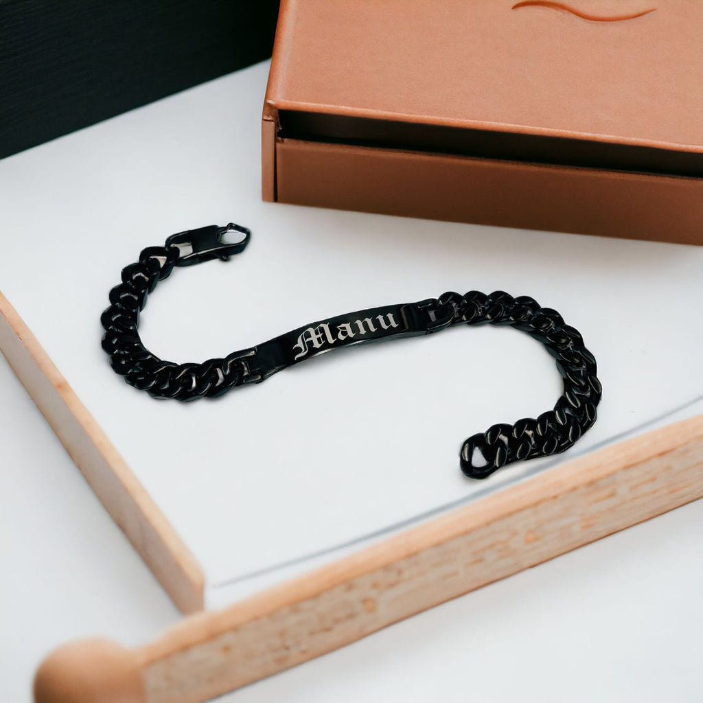Engrave Letter Name Stainless Steel Chain Id Bracelet For Men Bulk