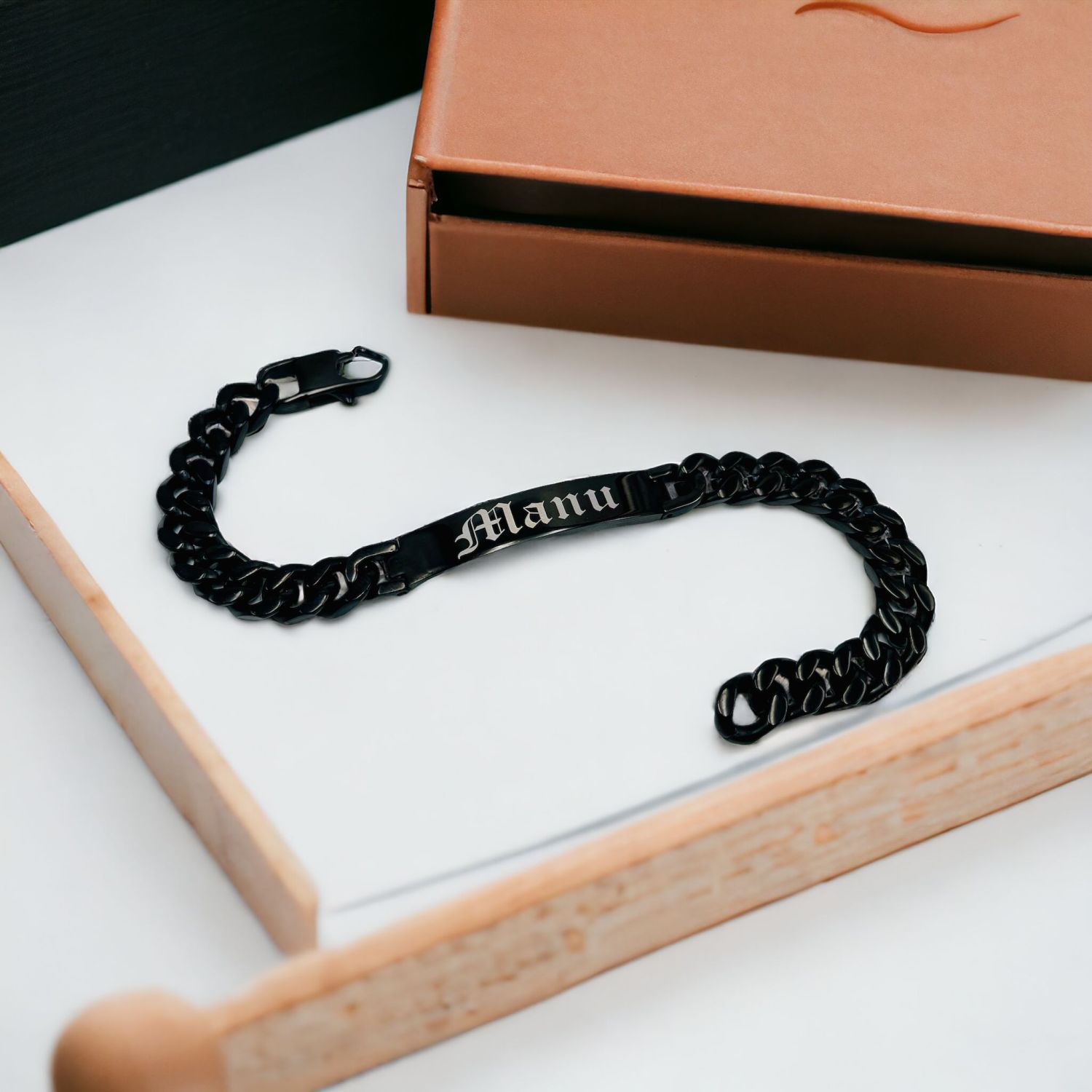 Engrave Letter Name Stainless Steel Chain Id Bracelet For Men Bulk
