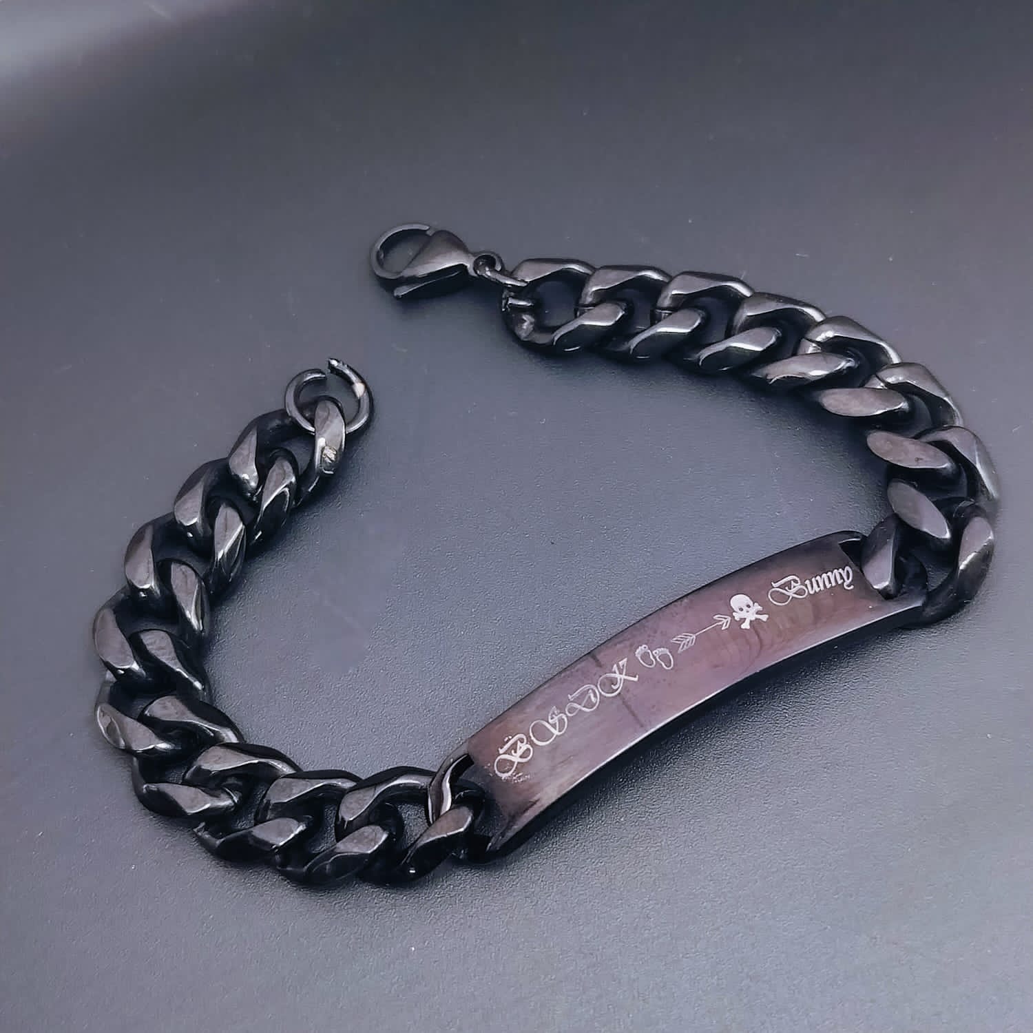Engrave Letter Name Stainless Steel Chain Id Bracelet For Men Bulk
