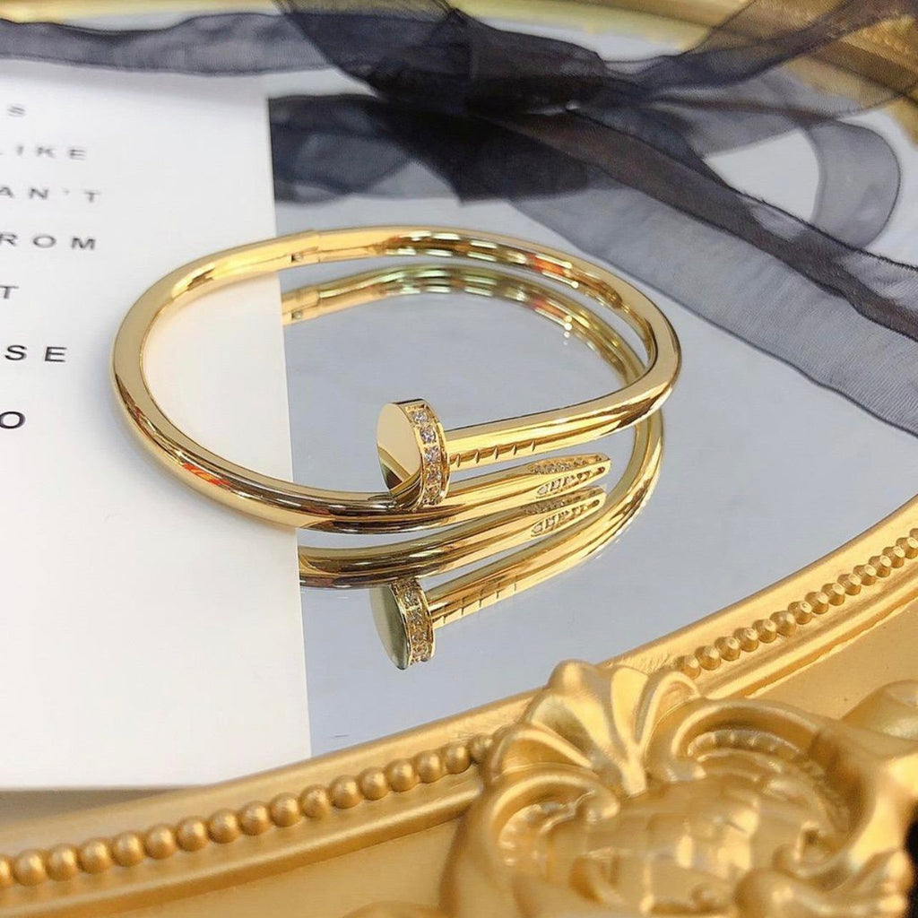  Gothic Cz Stainless Steel Gold Cuff Kada Bangle Bracelet Men
