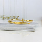 Gothic Cz Stainless Steel Gold Cuff Kada Bangle Bracelet Men
