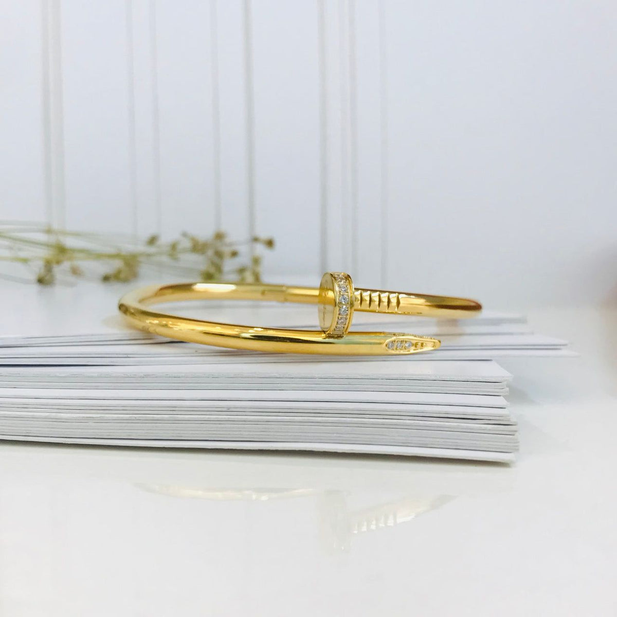  Gothic Cz Stainless Steel Gold Cuff Kada Bangle Bracelet Men