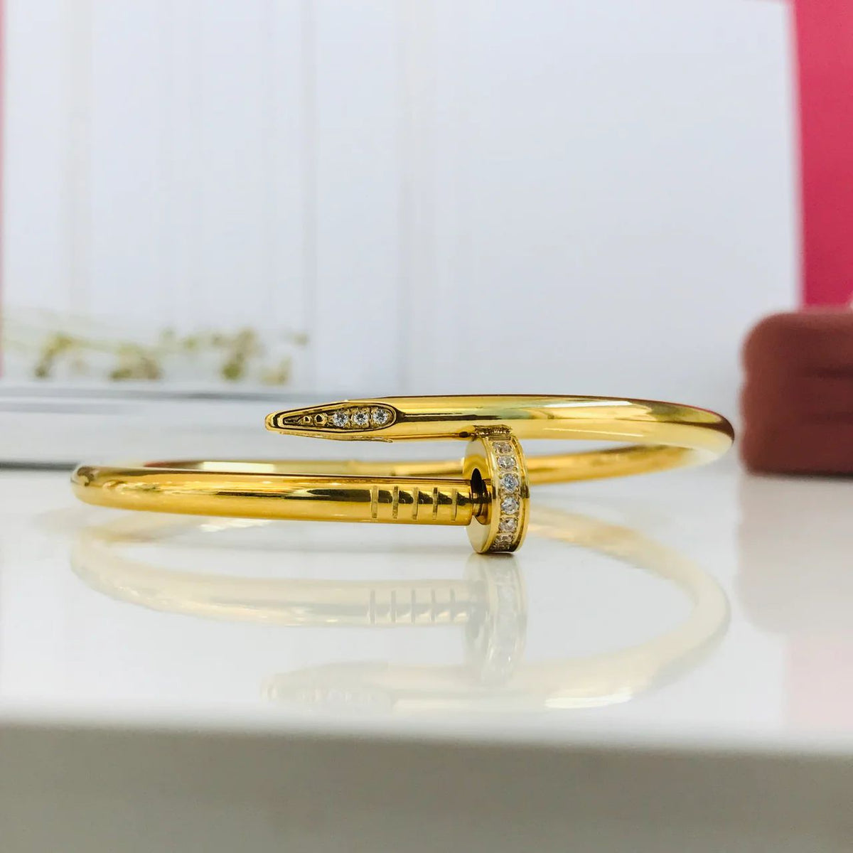  Gothic Cz Stainless Steel Gold Cuff Kada Bangle Bracelet Men