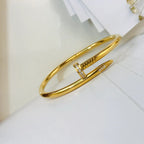  Gothic Cz Stainless Steel Gold Cuff Kada Bangle Bracelet Men