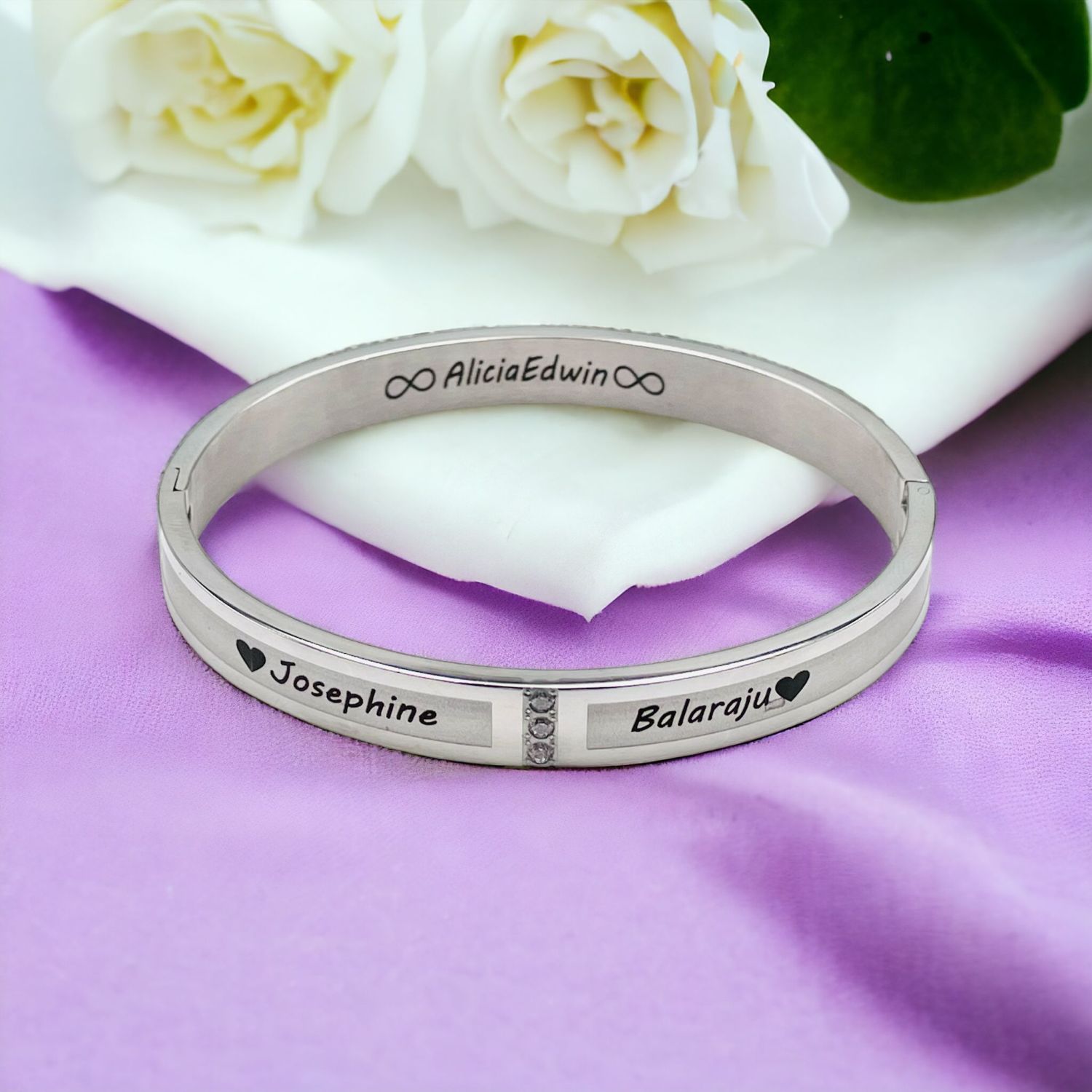 Classic CZ Stainless Steel Personalized Engraved Kada Bangle Bulk Main image