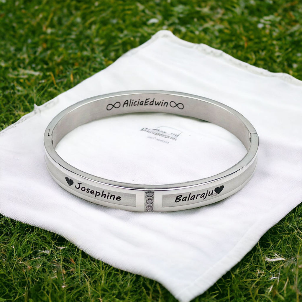 Classic CZ Stainless Steel Personalized Engraved Kada Bangle Bulk