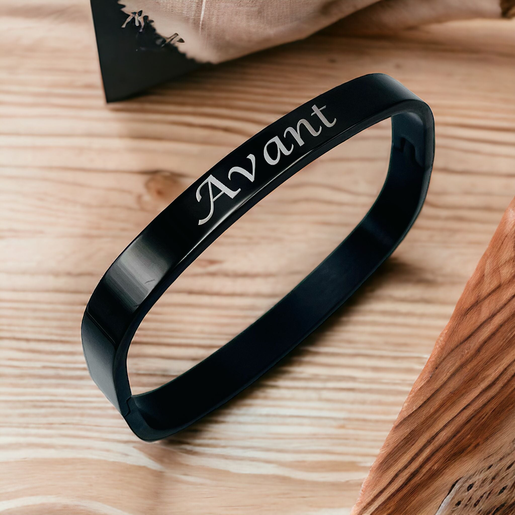 8mm Square Personalized Engraved Stainless Steel Openable Kada Bangle Men Main image