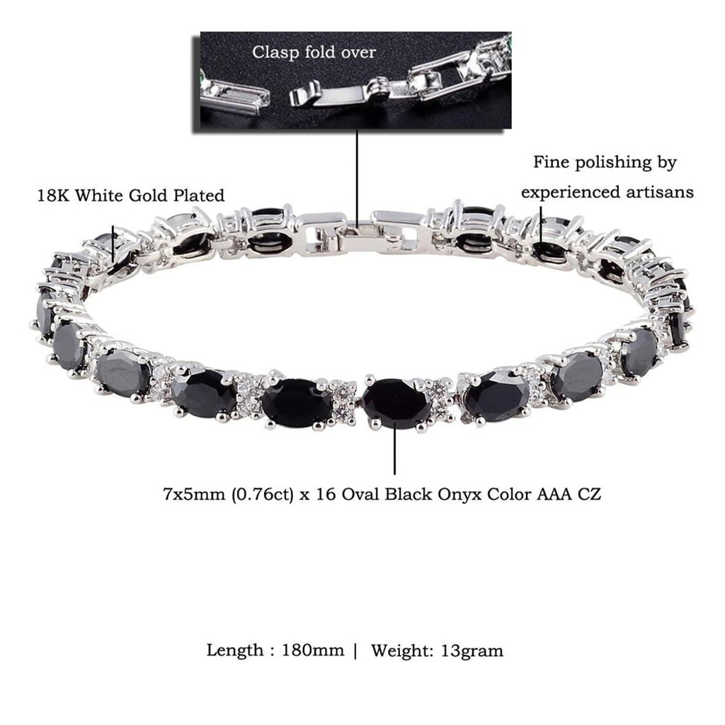 Tennis Black Cubic Zirconia American Diamond Bracelet For Women Bulk