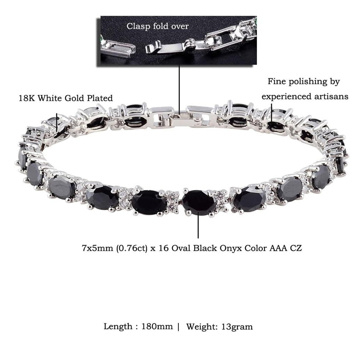 Tennis Black Cubic Zirconia American Diamond Bracelet For Women Bulk