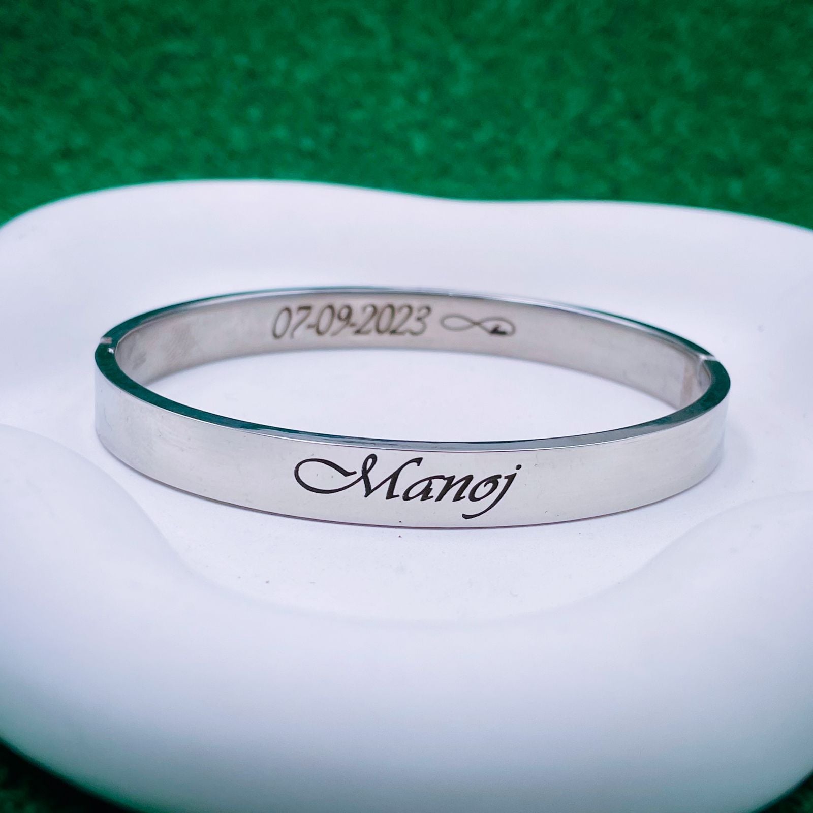 8mm Customized Personalised Laser Engraved Stainless Steel Gold Openable Bangle Cuff Kada For Men