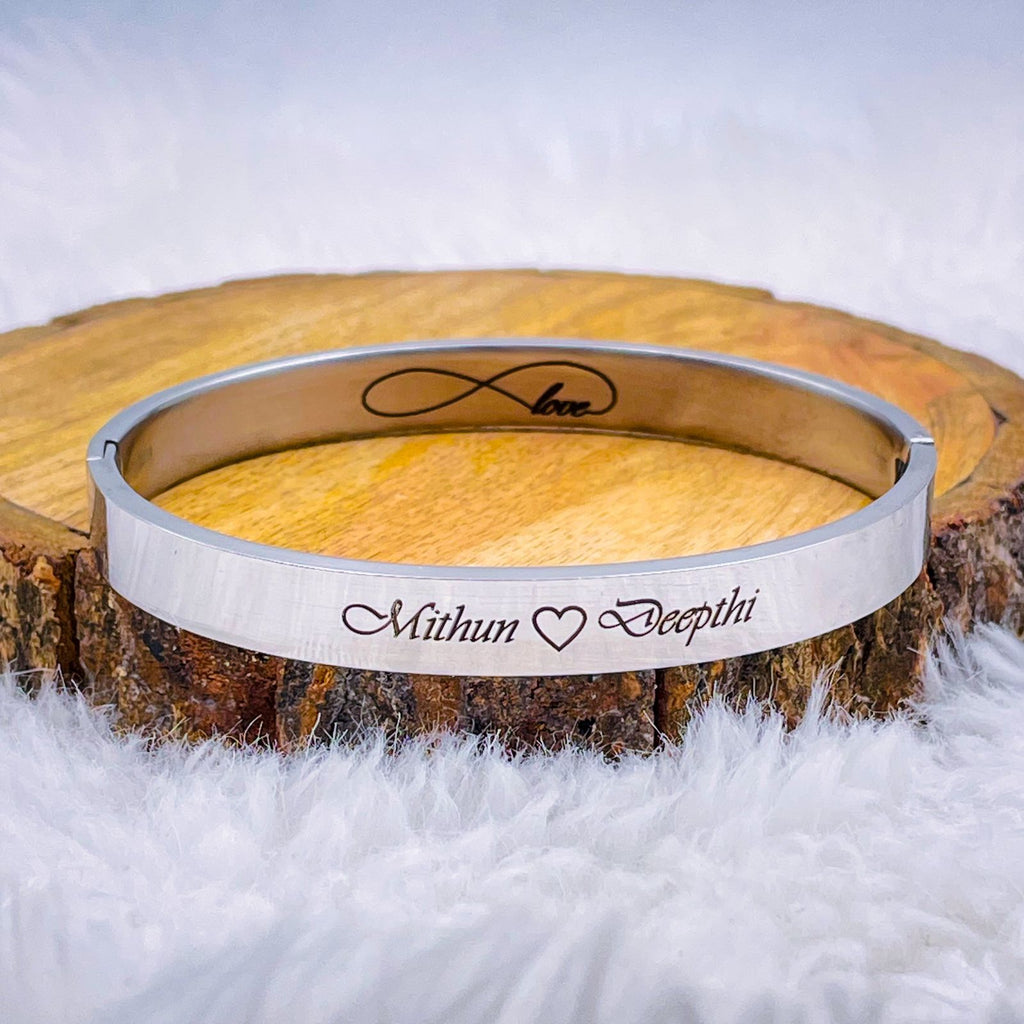 8mm Customized Personalised Laser Engraved Stainless Steel Gold Openable Bangle Cuff Kada For Men