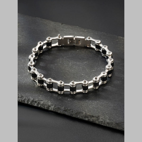 Bike Motor Cycle Chain Black Silver Stainless Steel Bracelet Men Bulk Main image