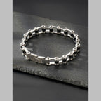 Bike Motor Cycle Chain Black Silver Stainless Steel Bracelet Men Bulk