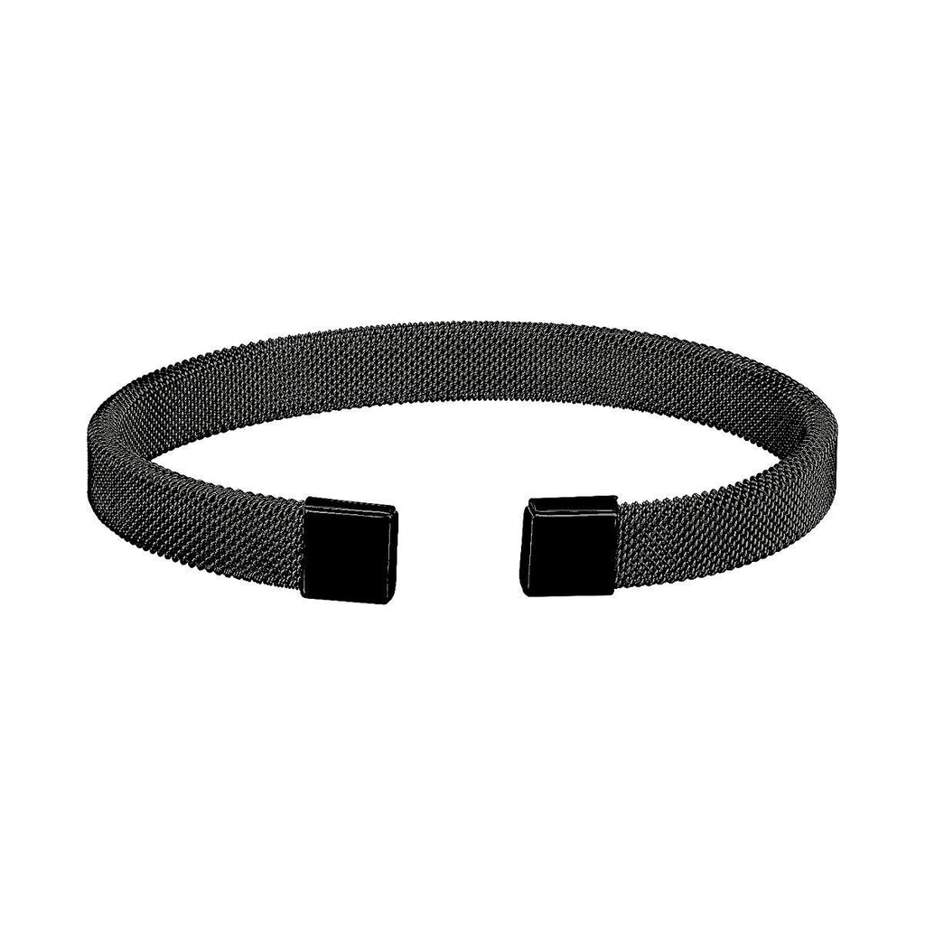 Slim Mesh Black 316L Stainless Steel Cuff Kada Bangle Bracelet Bulk