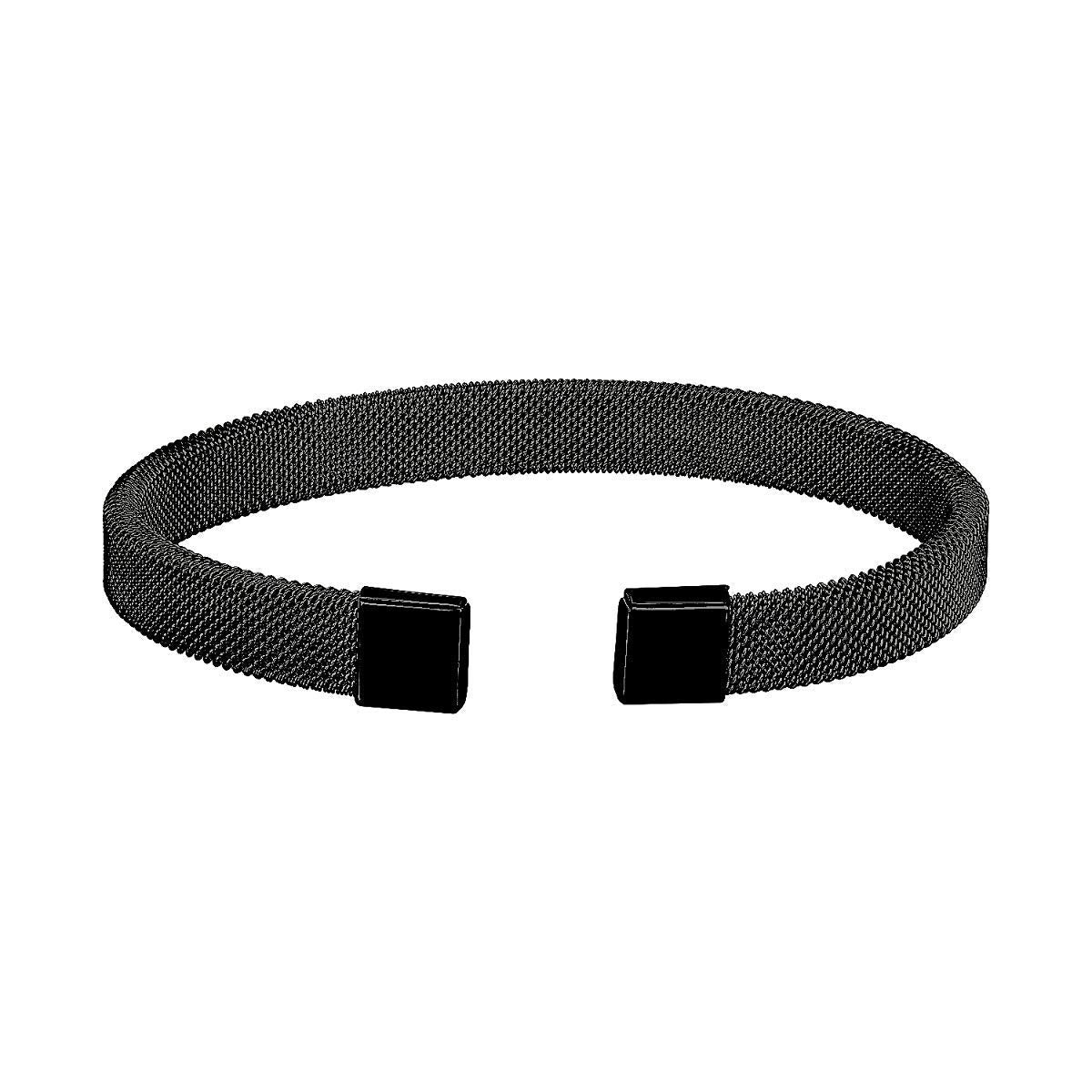 Slim Mesh Black 316L Stainless Steel Cuff Kada Bangle Bracelet Bulk