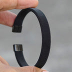 Slim Mesh Black 316L Stainless Steel Cuff Kada Bangle Bracelet Bulk