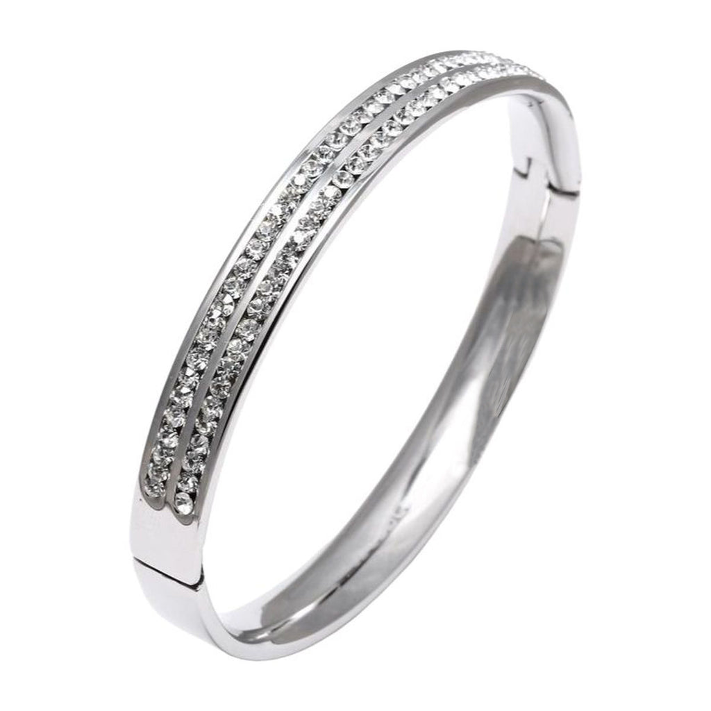 Stainless Steel Cz American Diamond Bangle Cuff Kada Bracelet Men