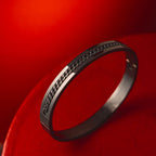 Designer Curb Silver Black Stainless Steel Kada Bangle Bracelet Bulk