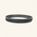 Designer Curb Silver Black Stainless Steel Kada Bangle Bracelet Bulk