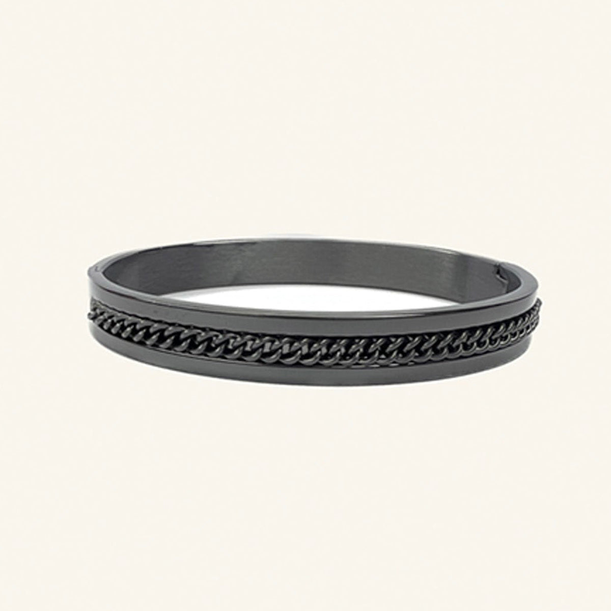 Designer Curb Silver Black Stainless Steel Kada Bangle Bracelet Bulk