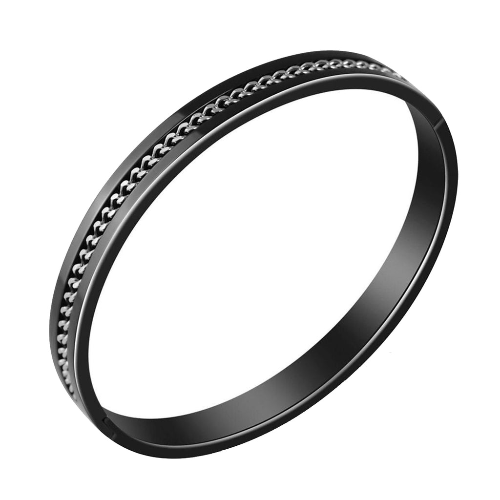 Designer Curb Silver Black Stainless Steel Kada Bangle Bracelet Bulk