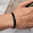 Designer Curb Silver Black Stainless Steel Kada Bangle Bracelet Bulk
