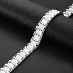 White Ceramic Silver 316L Stainless Steel Magnetic Bracelet Men Bulk