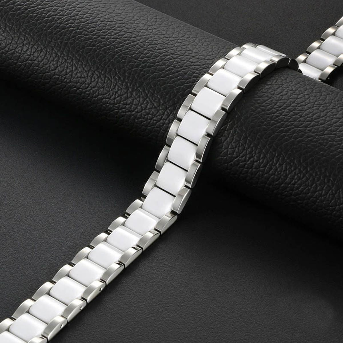 White Ceramic Silver 316L Stainless Steel Magnetic Bracelet Men Bulk