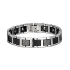 Black Ceramic Silver 316L Stainless Steel Magnetic Bracelet Men Bulk