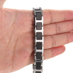 Black Ceramic Silver 316L Stainless Steel Magnetic Bracelet Men Bulk