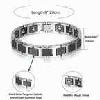 Black Ceramic Silver 316L Stainless Steel Magnetic Bracelet Men Bulk