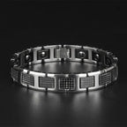 Black Ceramic Silver 316L Stainless Steel Magnetic Bracelet Men Bulk
