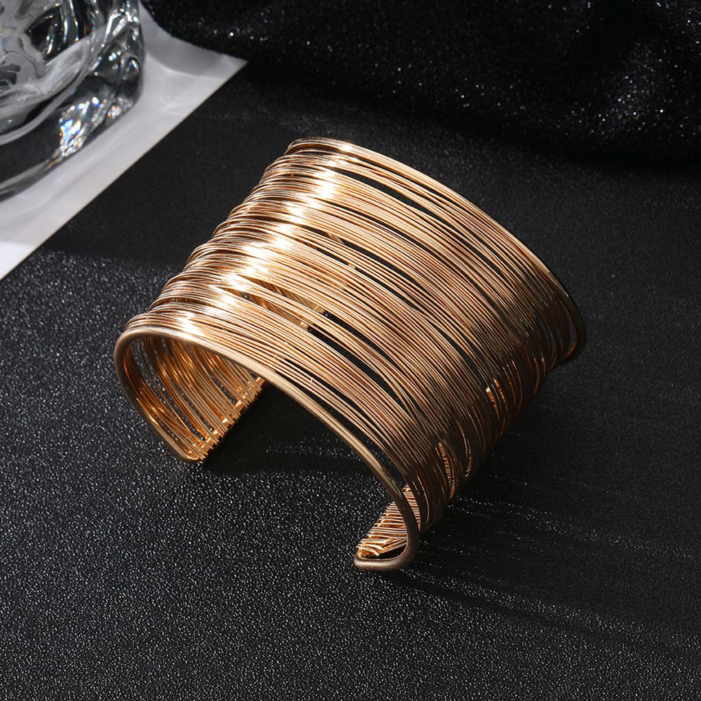 Party Statement Mesh 18K Gold Cuff Kada Bangle Bracelet For Women