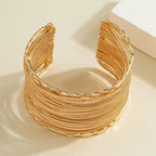 Party Statement Mesh 18K Gold Cuff Kada Bangle Bracelet For Women