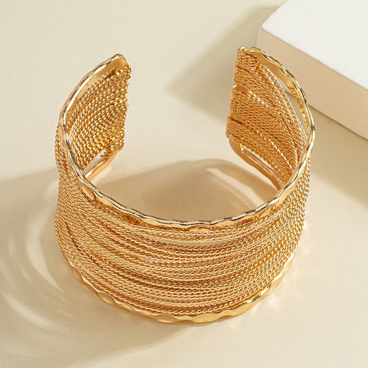 Party Statement Mesh 18K Gold Cuff Kada Bangle Bracelet For Women