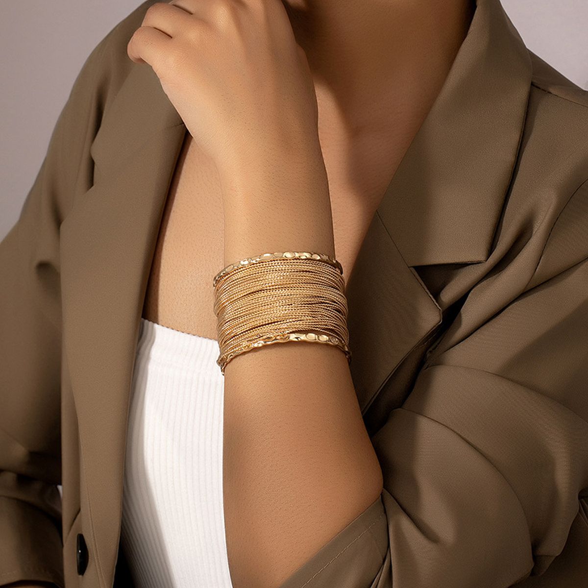 Party Statement Mesh 18K Gold Cuff Kada Bangle Bracelet For Women Secondary image