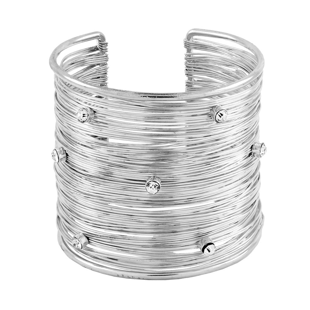 Party Statement Mesh Silver CZ Cuff Kada Bangle Bracelet Girls Bulk