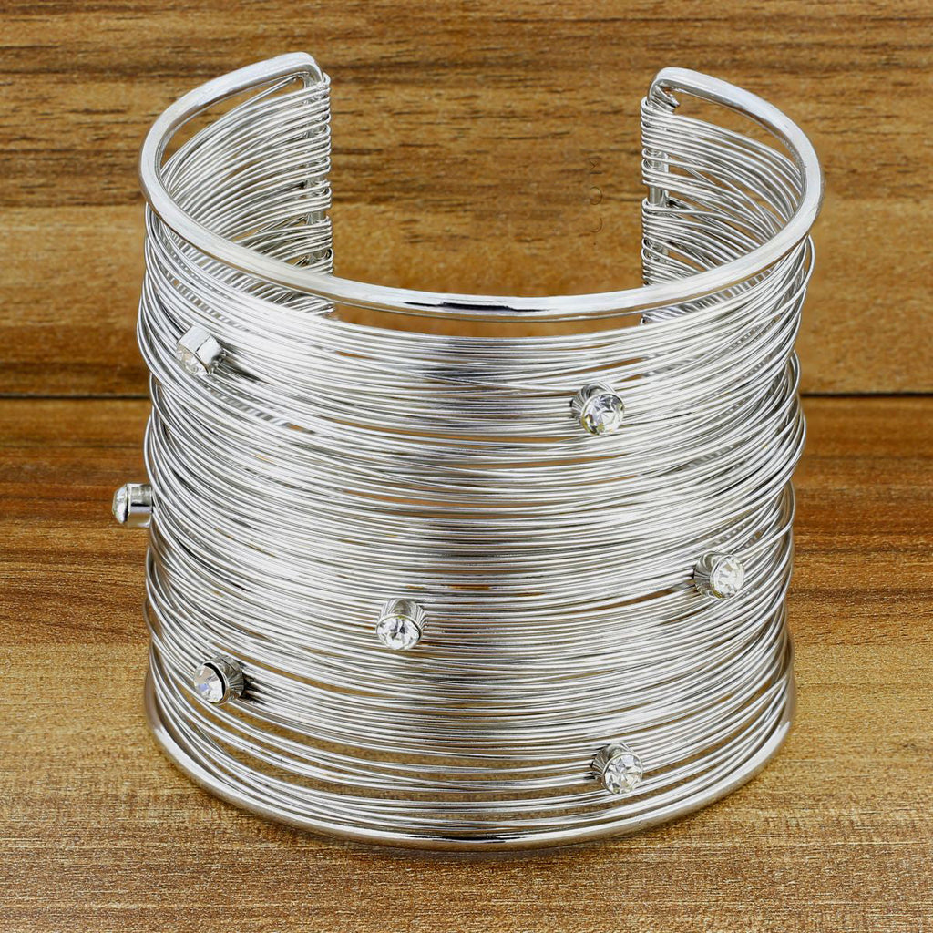 Party Statement Mesh Silver CZ Cuff Kada Bangle Bracelet Girls Bulk