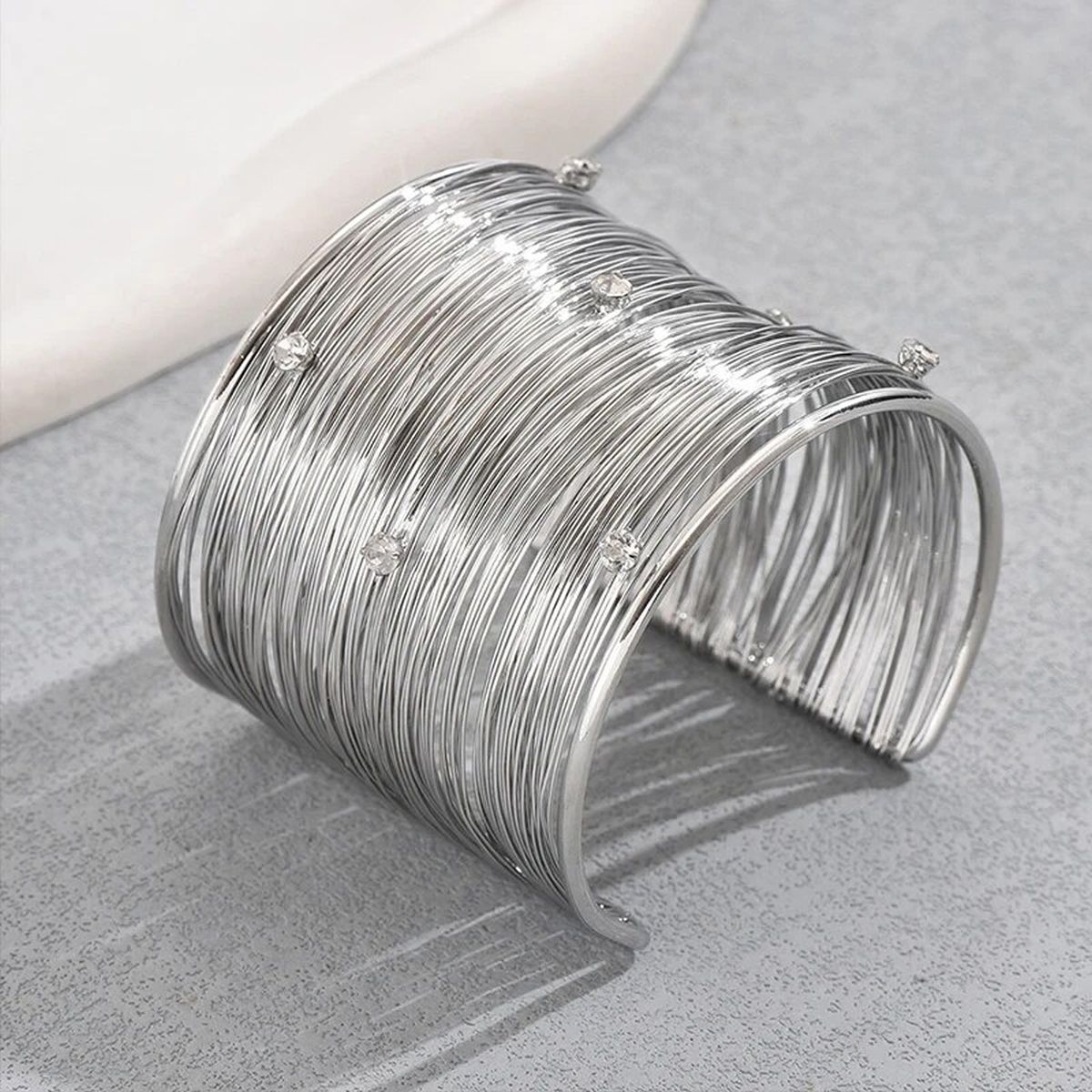 Party Statement Mesh Silver CZ Cuff Kada Bangle Bracelet Girls Bulk