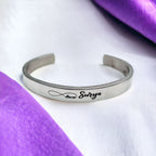 8Mm Stainless Steel Letter Engraved Silver Bangle Cuff Bulk
