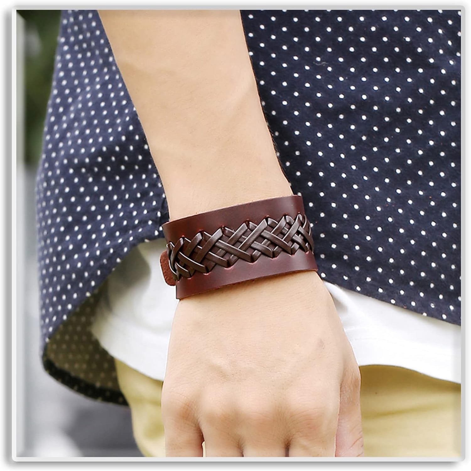 Braided Biker Punk Funky Black Leather Wrist Band Bracelet Men Bulk