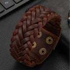 Braided Biker Funky Handcrafted Brown Leather Wrist Band Bracelet